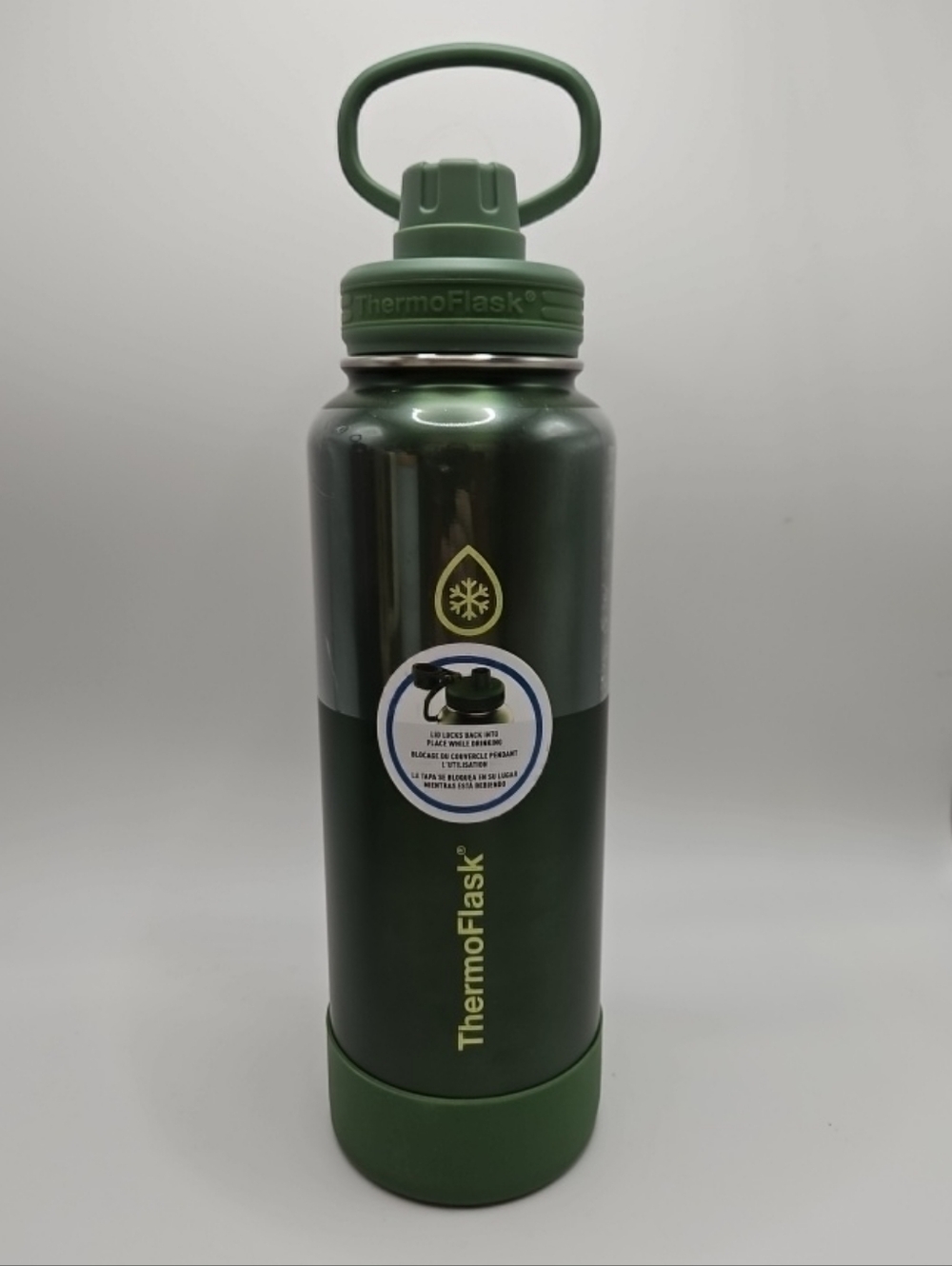 ThermoFlask 40 oz Stainless Steel Water Bottle Green Insulated Wide Mouth Twist